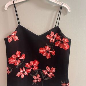 Streetwear Society Black Floral Cami with Red Blossoms